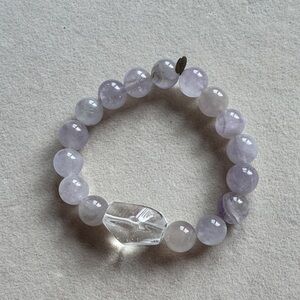 Artisan Lilac and Clear Crystal Beaded Stretch Bracelet